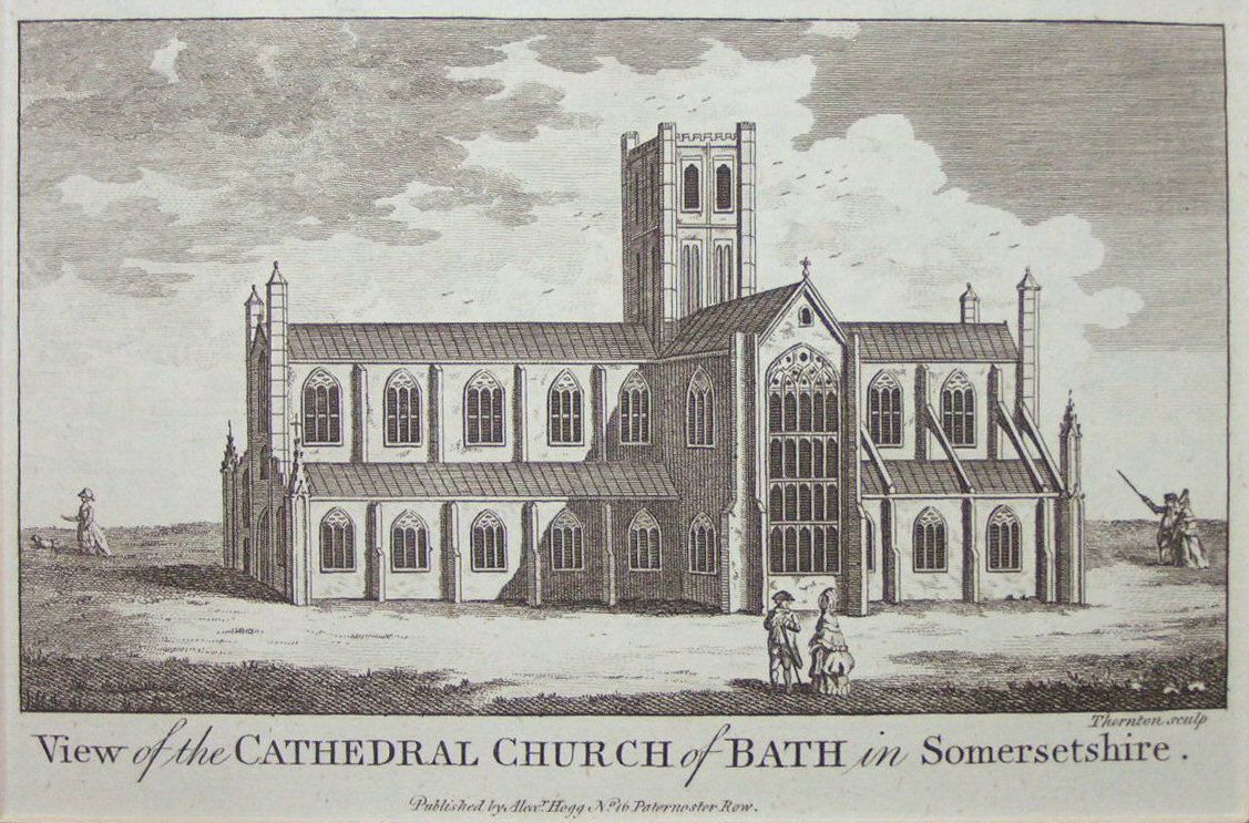 Print - View of the Cathedral Church of Bath in Somersetshire - 